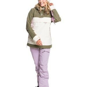 Roxy Shelter Snow Jacket | Green, Tan and Purple Snowboard or Ski Jacket
